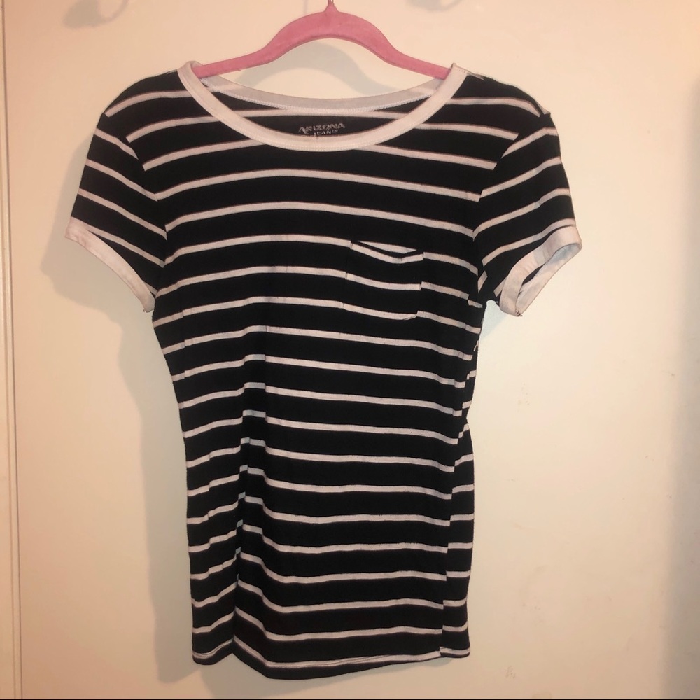 Arizona Jean Co. Black and White Strips T-Shirt
